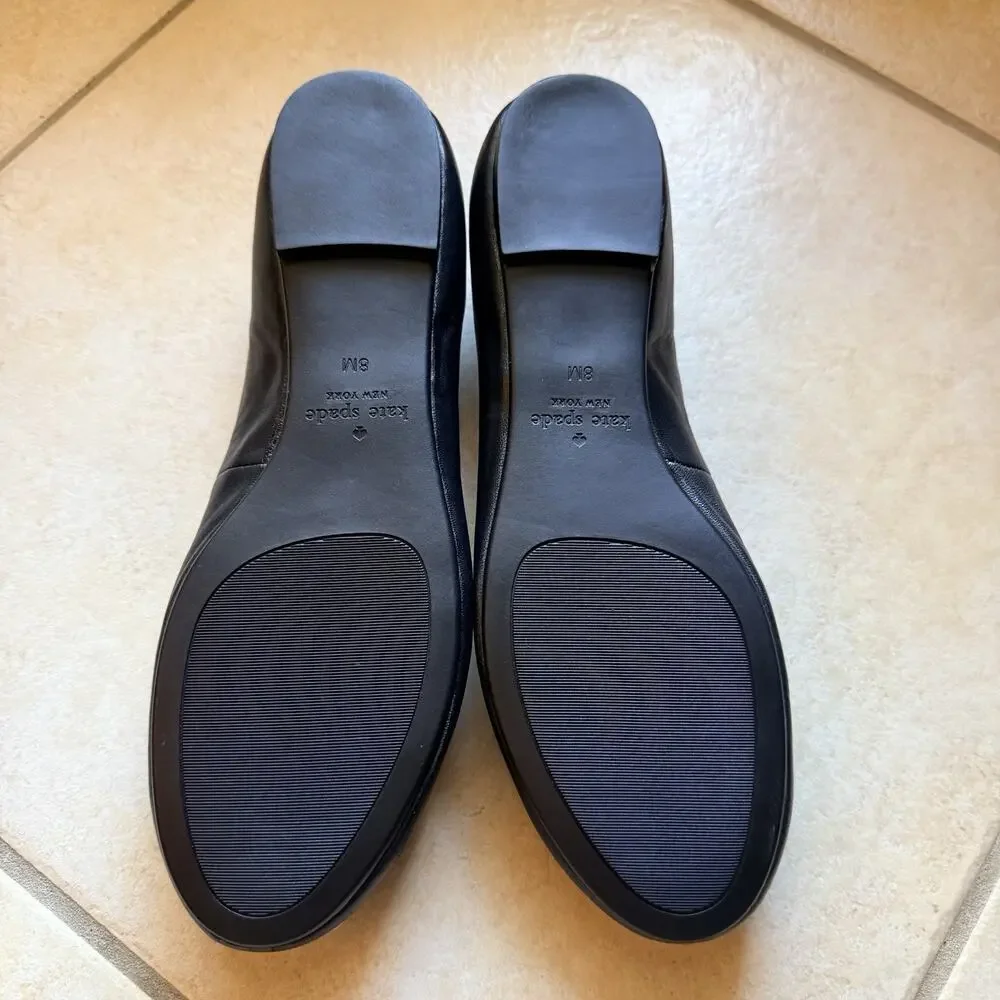 Kate Spade New York Boston Terrier Winthrop Black Leather Flats Womens 8 - Picture 6 of 13